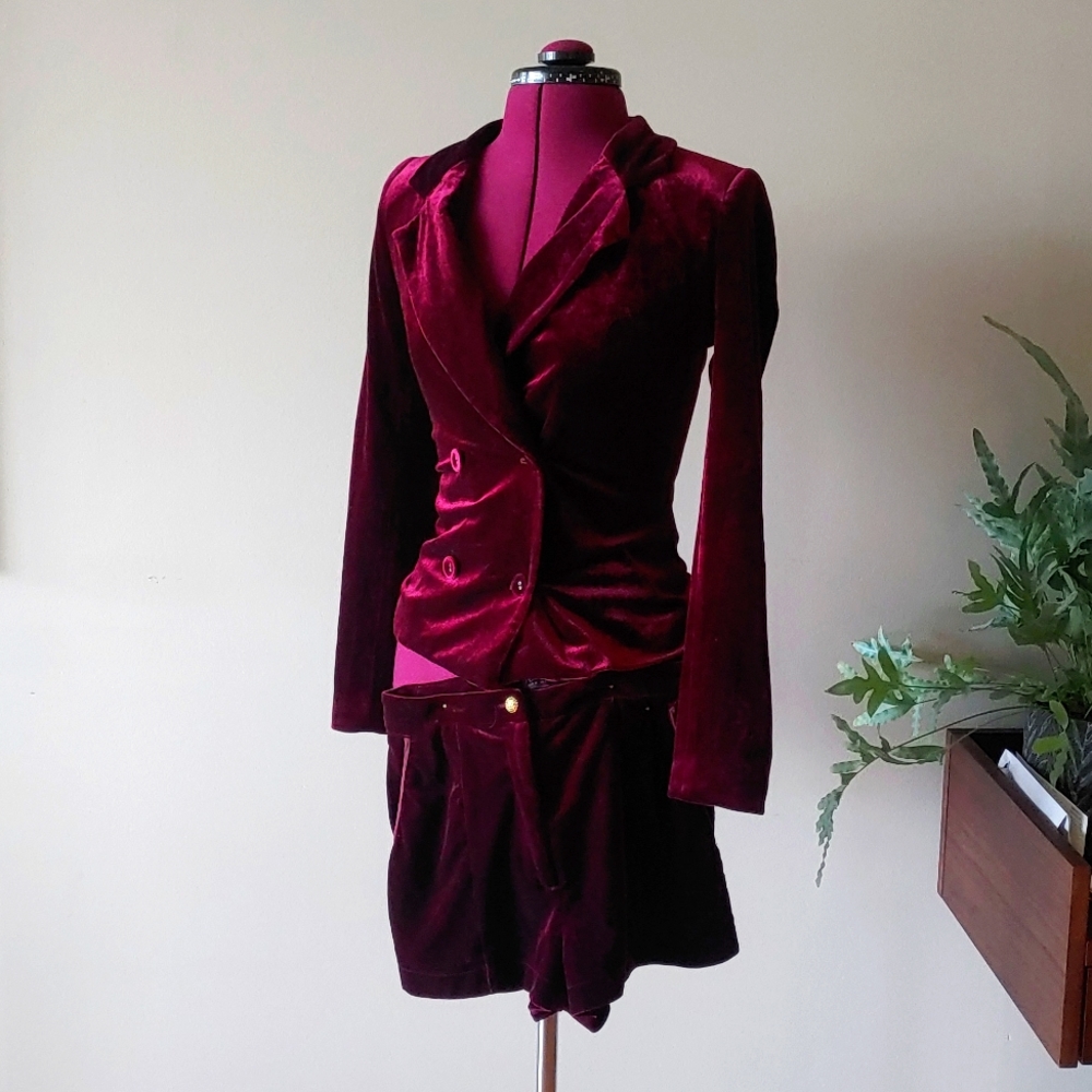 Velvet Shorts and Jacket Set
